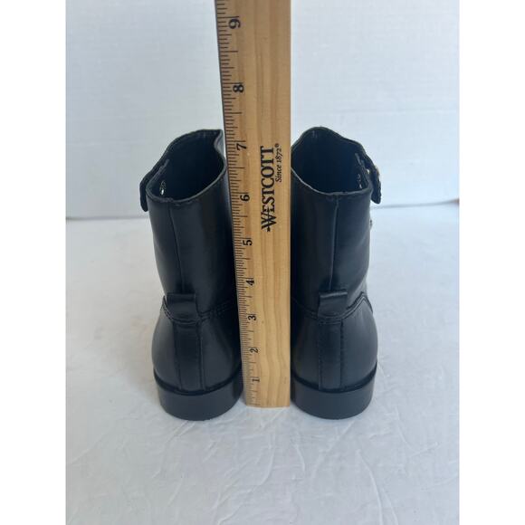 NWT Ann Taylor Cassie Black Leather Zip Side Low Block Heel Ankle Moto Bootie 7M - Picture 7 of 11